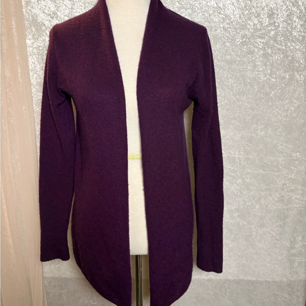 14th & Union Rich Plum Cashmere open front lightweight cardigan Size M